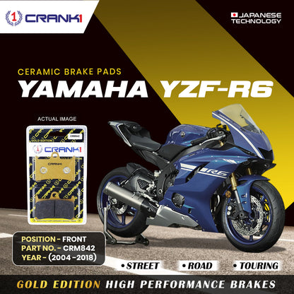 Crank1 Ceramic Brake Pads For Yamaha YZF-R6 (2004-2018) - Front - CRM842 - 2 Sets