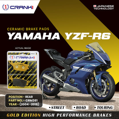 Crank1 Ceramic Brake Pads For Yamaha YZF-R6 (2004-2018) - Rear - CRM361