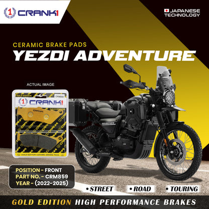 Crank1 Ceramic Brake Pads For Yezdi Adventure (2022-2025) - Front - CRM859 - 1 Set