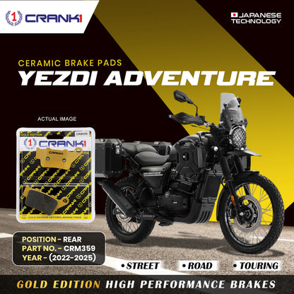 Crank1 Ceramic Brake Pads For Yezdi Adventure (2022-2025) - Rear - CRM359 - 1 Set