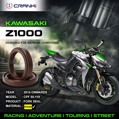 Crank1 Fork Oil Seals Pair For Kawasaki Z1000 (2014 Onwards) - CPF55-119
