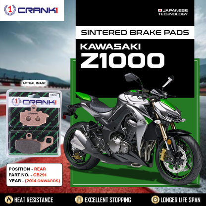 Crank1 Sintered Brake Pads For Kawasaki Z1000 (2014 Onwards) - Rear - CB291