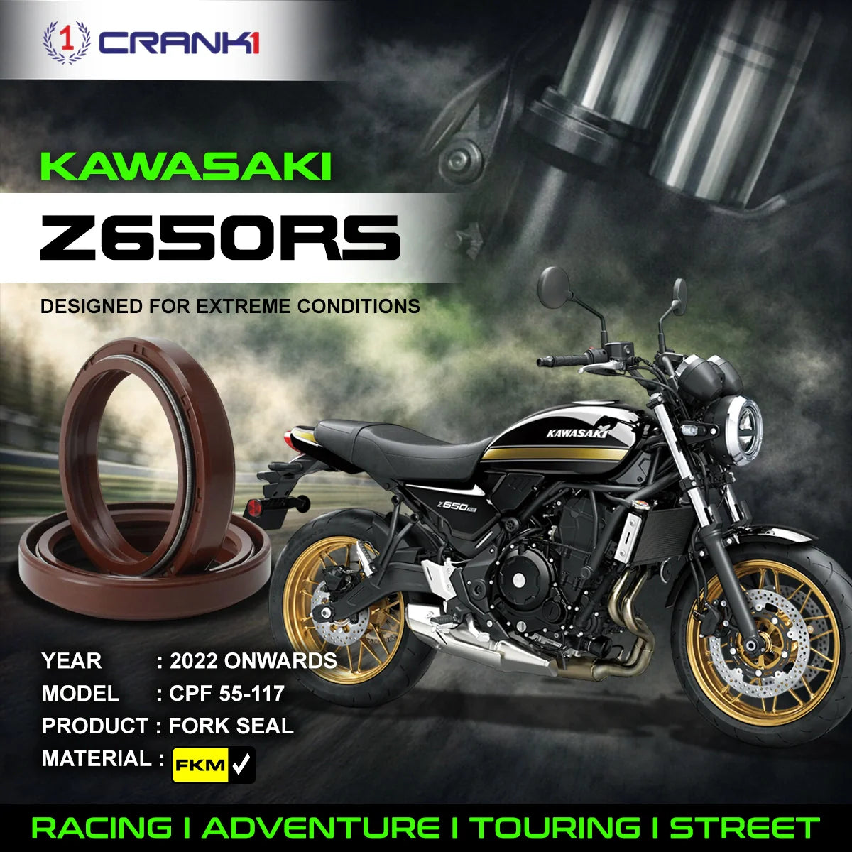 Crank1 Fork Oil Seals Pair For Kawasaki Z650RS (2022 Onwards) - CPF55-117