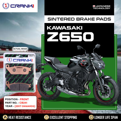 Crank1 Sintered Brake Pads For Kawasaki Z650 (2017 Onwards) - Front - CB241 - 2 Sets Required