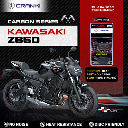 Crank1 Carbon Brake Pads For Kawasaki Z650 (2017 Onwards) - Rear - CFB471