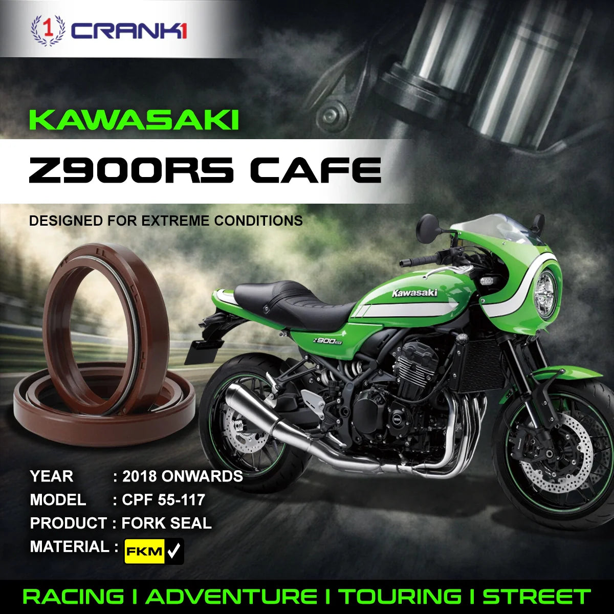 Crank1 Fork Oil Seals Pair For Kawasaki Z900RS Café (2018 Onwards) - CPF55-117