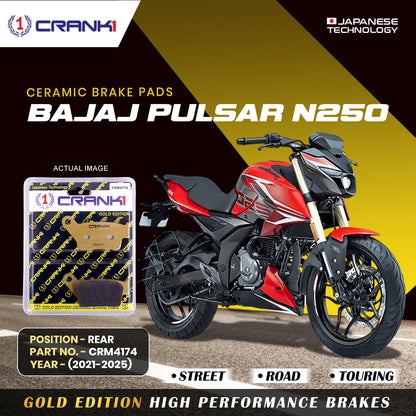 Crank1 Ceramic Brake Pads For Bajaj Pulsar N250 (2021-2025) - Rear - CRM4174