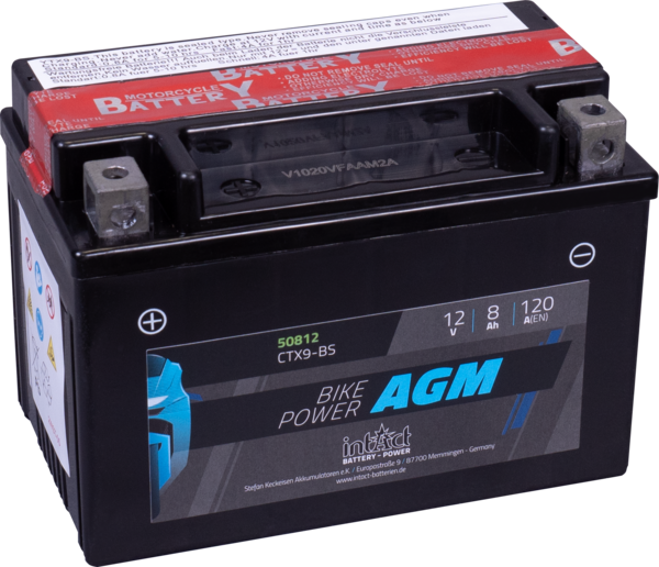 IntAct Battery YTX9-BS - 12V, 8Ah, CCA 120A - 50812