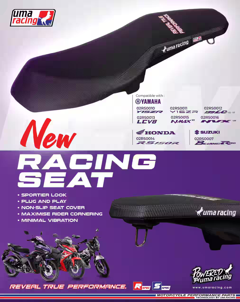 UMA Racing Seat for Yamaha Aerox 155 - 02RS0016
